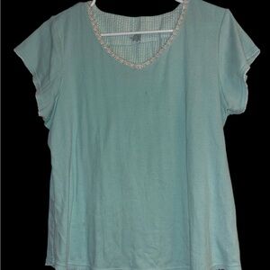 Secret Treasures Green Relaxed Short Sleeve Tee